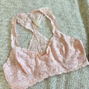 Free People Intimately Lace Bralette - Light Pink Large NWOT